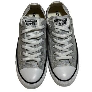 Converse All Star Chuck Taylor Low Top Glitter Sparkle Silver Sneakers Women's 6